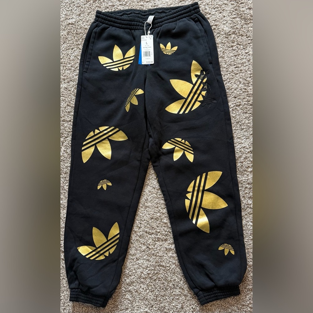 Men’s Black and Gold Adidas Joggers